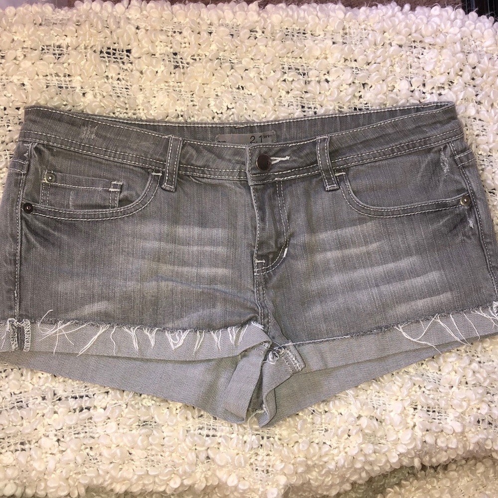 Grey Jean Shorts by 2.1 Denim